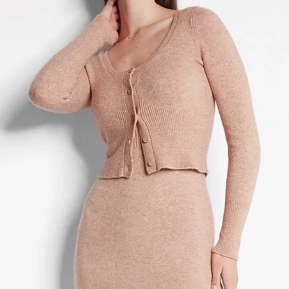 Express Cropped Cardigan - Blush/Heather Pink Size S - Picture 2 of 10
